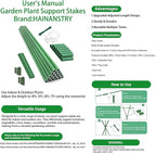 Garden Stakes 17Inch 20Pack, DIY Tall Plant Support Stakes of 4Ft,5Ft,6Ft,7Ft, HAINANSTRY Fiberglass Plant Stake for Indoor & Outdoor Plants, Tomato Vegetable Stakes for Garden