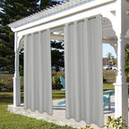 BONZER Waterproof Outdoor Curtains for Patio Porch Pergola Cabana Light Filtering Privacy Grommet Indoor Curtain Panels for Bedroom Living Room, 1 Panel, 84W x 108L inch, Silver