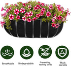 3PCS 24 Inch Planter Basket Liners Fabric Window Box Liners Felt Trough Planter Liner Replacement Black Flower Basket Liner Non-Woven Hanging Plant Liner for Planters Garden Fence - Avoid Bird Nesting