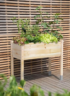 MIXC 331 lb Capacity Wooden Raised Garden Bed with Legs, 48"L x 24"W Elevated Reinforced Large Planter Box for Vegetable Flower Herb Outdoors - Beam and Column Structure - Unmatched Strength Outlast