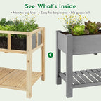 Raised Garden Bed with Transparent Acrylic Panels, Elevated Wooden Raised Garden Bed Planter, Fir Wood Outdoor Planter Box for Herbs, Flowers & Patio Balcony Gardening (Natural)