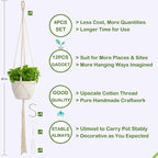 Macrame Plant Hangers Indoor Macrame,4 Pack Hanging Planter Holder for Window,Ceiling Crochet Handmade Boho Home Decor Set for Hanging Plants Basket Pot,Ivory