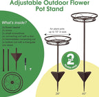 Tellingyou 2 Pack Adjustable Outdoor Flower Pot Stand, Metal Outdoor Plant Stands, Spring Summer Versatile Plant Stand Garden Stake for Display Plants, Elegant Solution for Landscaping Decor (Brown)