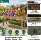 YITAHOME 48x18x30in Raised Garden Bed, Weather Resistant Poly Lumber Planter Box with Legs, Elevated Garden Bed for Yard, Garden, Balcony - Brown