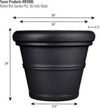 Tusco Products RR30BK Classic Rolled Rim Garden Planter, 30", Black
