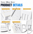 Devoko PP Material Rocking Chair Outdoor Indoor All Weather High Back Patio Rocker for Adult Heavy Duty Rocking Chair for Patio Backyard Porch Garden (Heavy Duty, White)