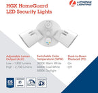 Lithonia Lighting HomeGuard 2-Light LED Outdoor Flood Lights, Outdoor LED Lights, Dusk to Dawn Sensor, Adjustable Lumens, Selectable Color, Round Heads, White (HGX LED 2RH ALO SWW2 120 PE WH M2)