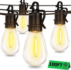 100FT Outdoor String Lights with 35 Shatterproof Patio Deals S14 Vintage Edison Bulbs E12 Sockets,2700K Dimmable Outdoor Lights,IP55 Waterproof LED String Lights for Outside, Patio Lights