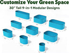9-in-1 Galvanized Raised Garden Beds Outdoor // 8×2×2.5 ft Modular Planter for Gardening, Vegetables, Flowers // 32" Extra Tall Metal Raised Garden Bed (Teal) // Patented Design Planter Box