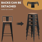 Yongchuang 24" Metal Barstools Set of 2 Counter Bar Stools with Wood Top Low Back Matte Black