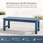 Stoog Backless Outdoor Bench, 2-Person Patio Benches for Outdoors, Weatherproof Garden Bench, Never Rot or Fade, for Enterway, Backyard, Porch and Park, Blue