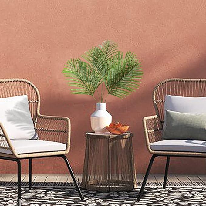 Artificial Palm Fronds Set of 5, 34 Inch Plastic Greenery