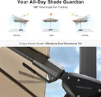 PURPLE LEAF 10' X 10' Left-right Tilting Patio Umbrella Outdoor Cantilever Swivel Square Umbrella with Tilt Aluminum Offset Umbrella with 360-degree Rotation for Garden Deck Pool Patio Beige