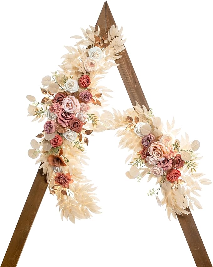 Artificial Flowers Swag Set, 40-Inch Champagne Silk Wedding Arch Florals