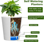 Self Watering Pots, 4 inch Flower Pots with Multi Mesh Drainage Holes, Small Platic Planters for Indoor Outdoor Garden Plants and Flowers (White, 4")