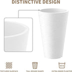 Kante Tall Round Planter Set of 2, 13 Inch Tall Decorative Planter Pots for Outdoor Indoor Garden Patio Front Porch (White)