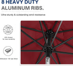 ABCCANOPY Durable Solar Led Patio Umbrellas with 32LED Lights 11FT (Wine Red)