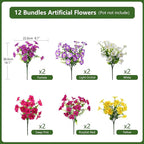 INQCMY Artificial Flowers for Outdoors Fake Plants Spring Decoration, 12 Bundles Faux Petunias UV Resistant No Fade Realistic Silk Flower for Outside Planters Patio Porch Yard Window Box