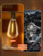 Outdoor Patio String Lights: 100Ft 30M Outside Waterproof Light - Remote Dimmable ST38 Shatterproof Bulb Connectable Hanging Outdoor Electric Lighting - Backyard Yard Gazebo Porch Party