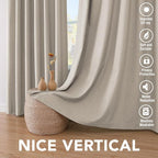 H.VERSAILTEX 100% Blackout Curtains for Bedroom Thermal Insulated Linen Textured Curtains Heat and Full Light Blocking Drapes Living Room Curtains 2 Panel Sets, Cobblestone, 52x45 Inch