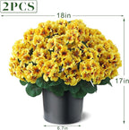 2 Pack Artificial Geranium Flowers Topitary Trees for Outdoors, UV Resistant Geraniums Potted Bushes Look Real Silk Faux Plants for Front Door Garden Porch Planter Farmhouse Home Decor (Yellow)