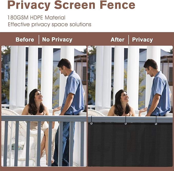 Garden Privacy Screen, 90% Shade Black Mesh Windscreen, 3 x 31 Ft