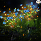 2 Pack Solar Stake Lights Outdoor Decor Waterproof Mums Artificial Flowers Solar Lights for Outdoor Garden Yard Pathway Decor (Blue,Violet)