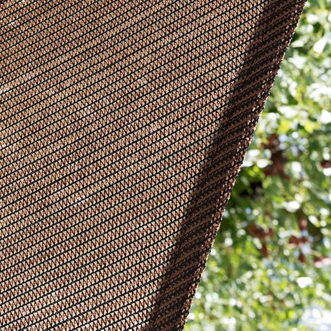 Amgo 10' x 10' x 14' Brown Right Triangle Sun Shade Sail UPF50+ Canopy Awning AGSLT, 95% UV Blockage, Water & Air Permeable, 200GSM Heavy Duty Commercial and Residential (We Make Custom Sizes)
