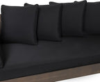 Merax Outdoor Patio Daybed Sofa,3-Seat Sofa with Foldable Arm 4 Back Pillows,Teak Acacia Wood Frame Beige Removable Cushion,Grey+Black