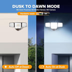 LUTEC 80W Dusk to Dawn Flood Lights Outdoor, 9000LM Super Bright LED Security Light with Photocell, IP65 Waterproof, 5000K Daylight, Hardwired 4 Heads Floodlight for Garage, Yard, Patio (Brown)