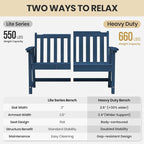 Ciokea 48" Outdoor Bench, HDPE Weatherproof Porch Bench, 2-Person Garden Benches with 550 Lbs, Waterproof Patio Benches for Outside Balcony Deck Backyard, Navy Blue