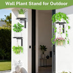 iDavosic.ly Wall Plant Holder Set of 3 for Indoor Outdoor, Metal Hanger with 3 Hooks, Floating Flower Display Stand for Window, Space Saving & Easy to Assemble (Pots/Chains/Plants Not Included)