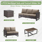 Belord 5-Seater Patio Conversation Set - 4 Piece Outdoor Sectional Furniture Set with Large Storage Box and Coffee Table Outdoor Patio Furniture Set for Garden Poolside Backyard Brown