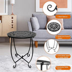 Patio Side Table, Weather Resistant Metal Side Table, Small Round Outdoor End Table Accent Side Table for Patio Yard Porch Balcony Garden Bedside Plant Stand Indoor Outdoor (H 17Inch) (1)