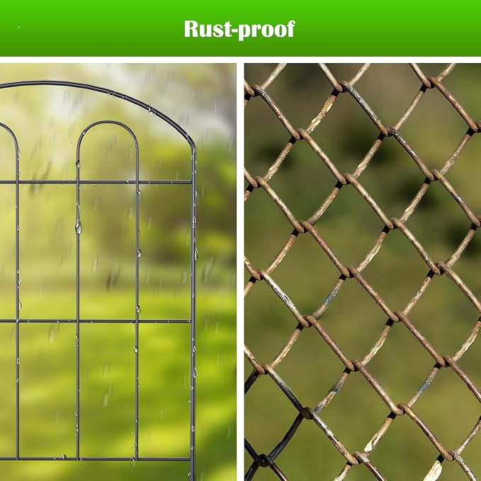 28 Pack Decorative Garden Fence Outdoor 24in x 30ft Coated Metal RustProof - Image 5