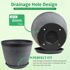 Quarut 4 Pack 8 Inch Flower Pots Planters for Outdoor Indoor, Plastic Plant Pots with Drainage Hole & Tray, Modern Decorative Garden Pot with Saucer, planters for House (Gray)