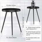 SYQ Round Metal Side Table Small End Table for Indoor Outdoor, Mid Century Modern Decor, Simple Circle Accent Table for Living Room Bedroom Bathroom Office All Matte Black