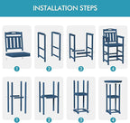 Ciokea 3-Pcs Bistro Table and Chairs, All-Weather Round High Top Bar Table with Storage Shelf and 2 Oversized Adirondack Chairs, Heavy Duty Outdoor Bar Patio Bistro Set for Balcony Deck, Navy Blue