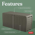 Keter Marvel Plus 71 Gallon Resin Outdoor Storage Box for Patio, Balcony & Garden – Weather‑Resistant Deck Box for Cushions, Pillows, Pool Floats & Tools, Mossy Brown