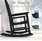 Oversized Rocking Chair Set of 4, Outdoor Rocking Chair for Adults, All Weather Resistant Porch Rocker for Lawn Garden, Black