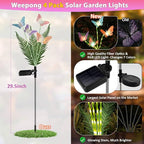 Solar Garden Lights 4 Pack Waterproof Decorative Solar Lights Outdoor with Glowing Stems,7-Color Changing ‎Fiber Optic Butterfly Light for Outside Yard Lawn Garden Decor, Gifts for Women