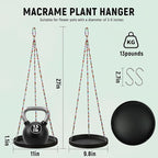 2-Pack Modern Boho Macrame Plant Hanger, 10/11 Inch Metal Hanging Planter Holder for Indoor and Outdoor Home Garden Decor, Black Hanging Plant Shelf for Window, Wall, and Ceiling. (American, 10/11)