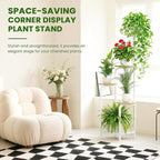 TOSKING 5 Tier Metal Plant Stand Indoor 48''H Tall ,Heavy Duty Plant Shelf , Corner Shelf Flower Pot Stand for Outdoor Plant Stand for Living Room Balcony Garden Patio Bedroom (5 Tier-White and Wood)