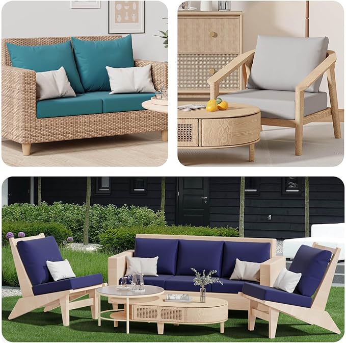 Cushion Covers, 8 Pack Navy Blue Stretch Fit for Outdoor Patio Chairs