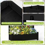 EasyUp Rolling Garden Planter Box with Trellis & Lockable Casters, Outdoor Raised Bed with Drainage & Water Gauge, Durable Resin for Patio, Balcony, Yard, Dust-Proof (Black, 43.43 * 18.27 * 64.29)