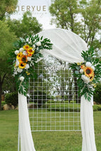 Artificial Flowers Wedding Arch Swag Kit, 3-Piece with White Chiffon Drape