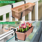Window Box Brackets, Adjustable Planter Box Brackets, Heavy Duty Iron Flower Box Brackets for Railings, with Enhanced Bottom Support - Perfect for Balconies, Fences, and Gardens (Black, 2 Pack)