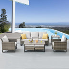 Belord 7 Piece Outdoor Furniture Patio Wicker Sofa Set, Oversize Outdoor Dining Chairs with Rattan Ottomans, Conversation Sets Patio Furniture Come with Removable Washable Cushion Beige