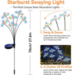 Solar Garden Lights 2 Pack Waterproof Solar Swaying Starburst Light Outdoor Lights for Yard Patio Walkway Pathway Party Wedding Christmas Decorative, Multicolor