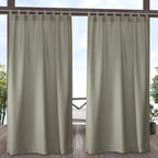 Exclusive Home Cabana Solid Indoor/Outdoor Light Filtering Hook-and-Loop Tab Top Curtain Panel, 54"x84", Taupe, Set of 2